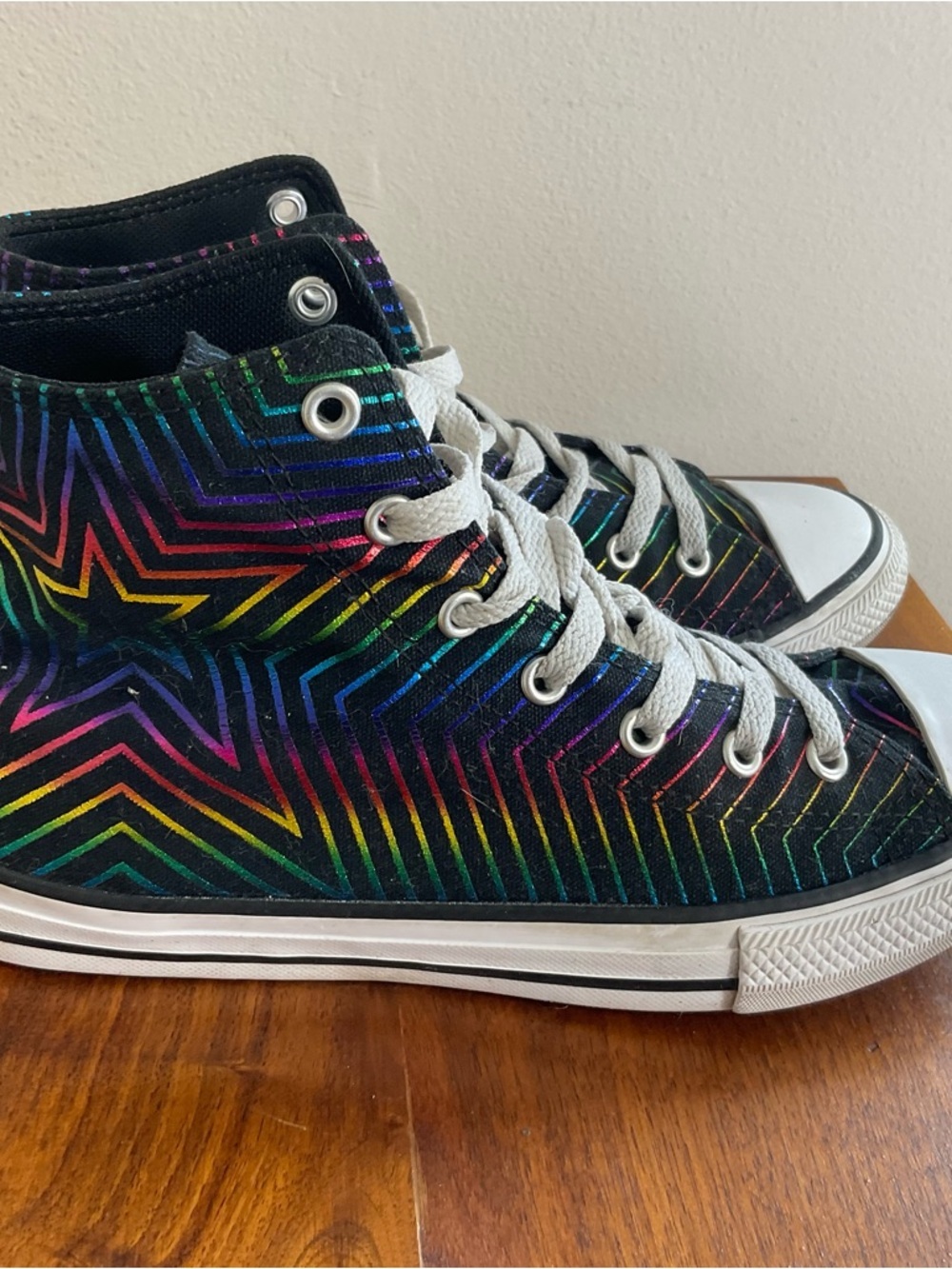 Converse All of the stars rainbow metallic high tops women’s size 5 - Picture 3 of 7